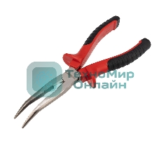 Тонкогубцы изогнутые Rexant 200 мм никелированные, двухкомпонентные рукоятки
