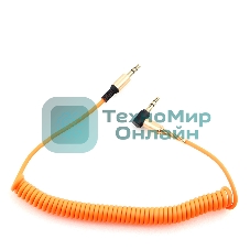 Кабель Cablexpert аудио 90˚ спиральный CCAB-02-35MMLC-1.8MO. 3.5 Jack (M)/3.5 Jack (M), оранжевый, 1.8м, блистер