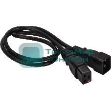 Шнур питания Lanmaster с блокировкой C19-C20, 3х1.5, 220В, 16А, черный, 0.5 метра