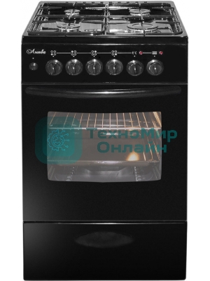 Плита комбинированная Лысьва ЭГ 401 МС-2у черный, конфорок 4 газовых, духовка 57 л, 50 см x 84 см x 60 см