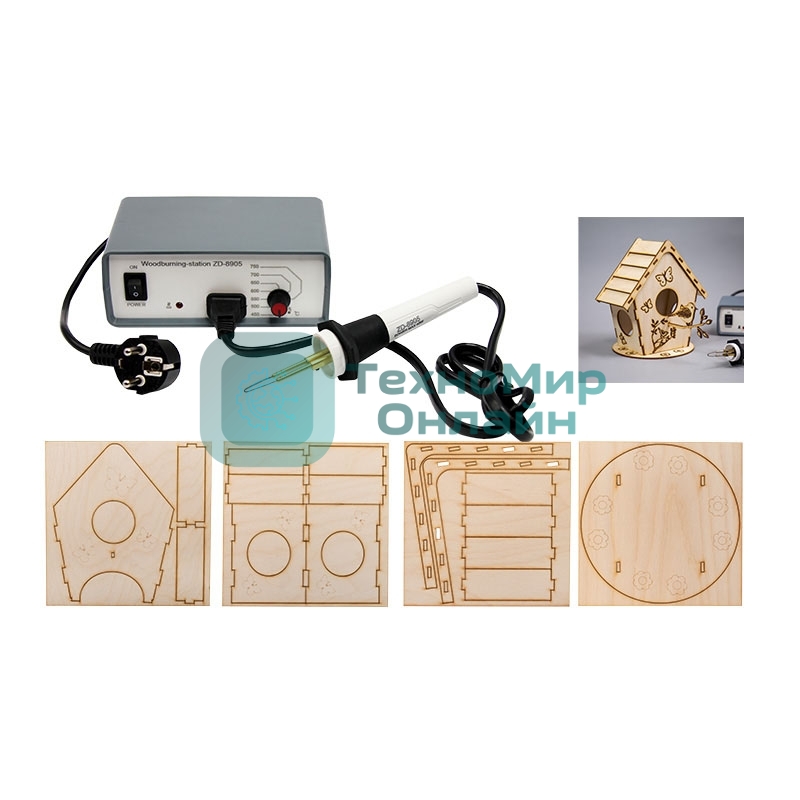 Набор для выжигания Rexant Кормушка для птиц, Выжигатель + 3D модель, 150х150 мм, пакет