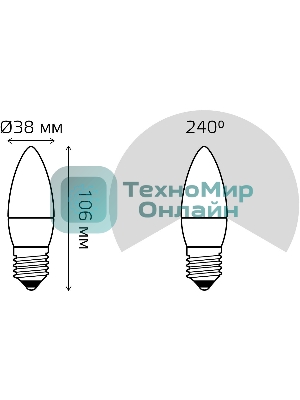 Лампа светодиодная Gauss Elementary 30210 10Вт цок.:E27 свеча 220B 3000K св.свеч.бел.теп. (упак.:10шт)