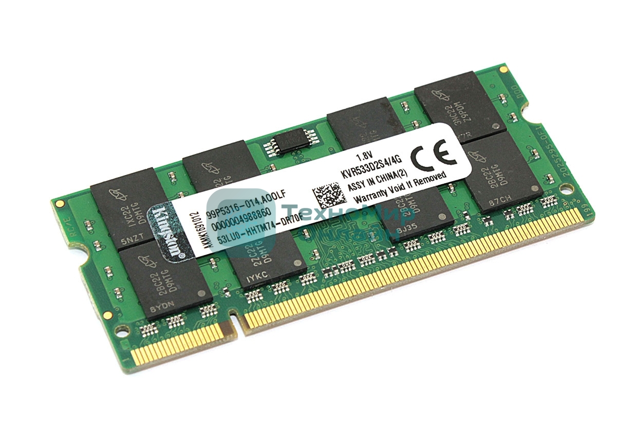 Оперативная память Kingston ValueRAM, DDR2, 4GB (1x4GB), 533MHz, CL4, SO-DIMM