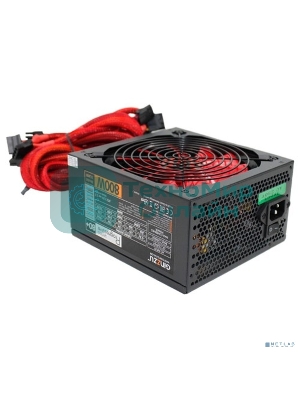 Блок питания Ginzzu PC800 Red, 800Вт, 80 PLUS, 140мм, черный/красный