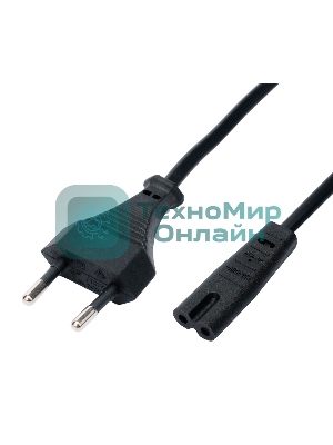 Кабель питания Cablexpert PC-184A-VDE-3M CEE 7/16-C7, 2x0.75мм2, 2.5А, VDE, угл.разъемы, 3м, черный, пакет