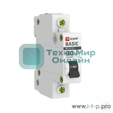 Выключатель автоматический модульный 1п C 63А 4.5кА ВА 47-29 Basic EKF mcb4729-1-63C