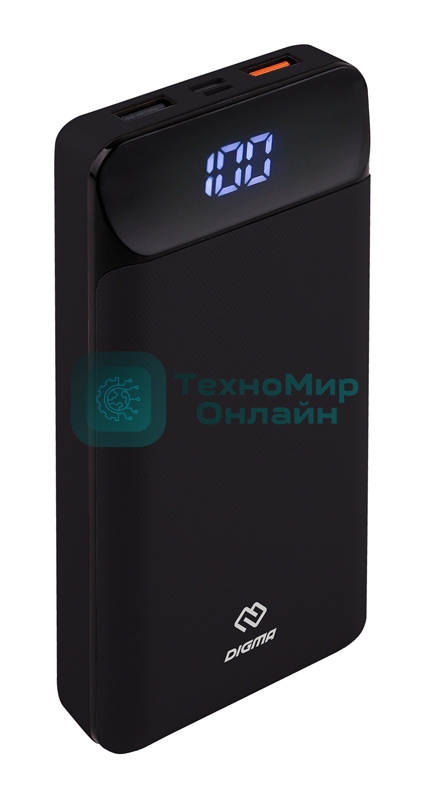 Портативный аккумулятор Digma DG-20000-PL-BK Li-Pol 20000mAh 3A черный 2xUSB