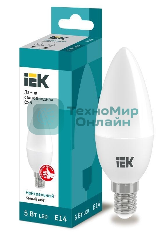 Лампа cветодиодная IEK LLE-C35-5-230-40-E14 ECO C35 свеча 5Вт 230В 4000К E14