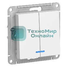 Механизм выключателя 2-кл. AtlasDesign с подсветкой (сх.5а) 10АХ бел. SchE ATN000153