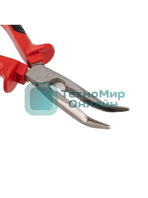 Тонкогубцы изогнутые Rexant 200 мм никелированные, двухкомпонентные рукоятки
