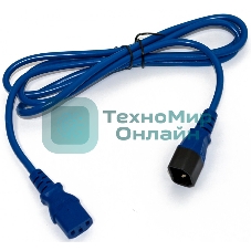 Шнур для блока питания Hyperline PWC-IEC13-IEC14, IEC 320 C13, вилка C14, 5 м, 10А, провода 3 х 1,0 кв. мм, синий