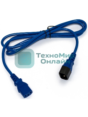 Шнур для блока питания Hyperline PWC-IEC13-IEC14, IEC 320 C13, вилка C14, 5 м, 10А, провода 3 х 1,0 кв. мм, синий