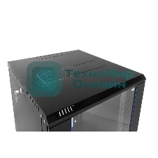 Шкаф телекоммуникационный настенный разборный ЦМО 18U (600 х 350) дверь стекло, черный (ШРН-Э-18.350-9005)