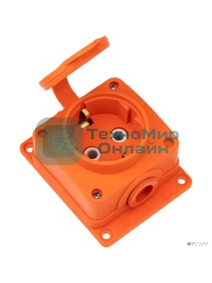 Розетка (колодка) Rexant влагозащищенная с крышкой 1 гнездо COMPACT, с/3, 16А, IP54, каучук, оранжевый