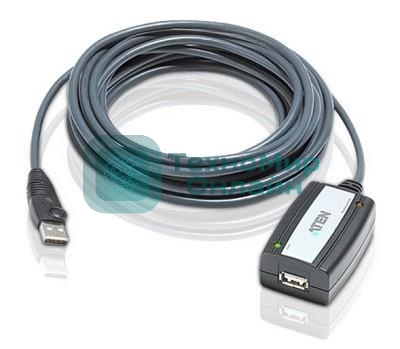 Кабель удлинитель активный(с усилителем) USB 2.0 AM/AF 5m, ATEN UE250-AT, 4 pin, опрессованный, серый