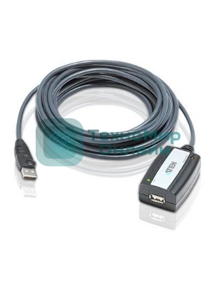 Кабель удлинитель активный(с усилителем) USB 2.0 AM/AF 5m, ATEN UE250-AT, 4 pin, опрессованный, серый