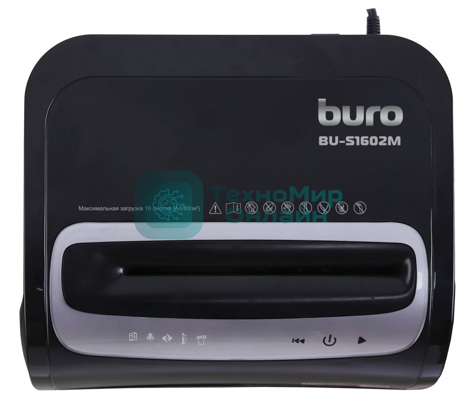 Шредер Buro Office BU-S1602M (секр.P-5)/фрагменты/16лист./30лтр./пл.карты/CD