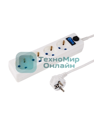 Сетевой фильтр PROconnect STANDARD 4 гнезда, 1.5 м, 3х0.75 мм², с/з + автовыкл., белый