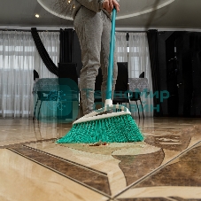 Щетка Home Palisad пластмасс. для подмет. пола, премиум, 23 см, c черенком, 120 см, бирюз. щетина