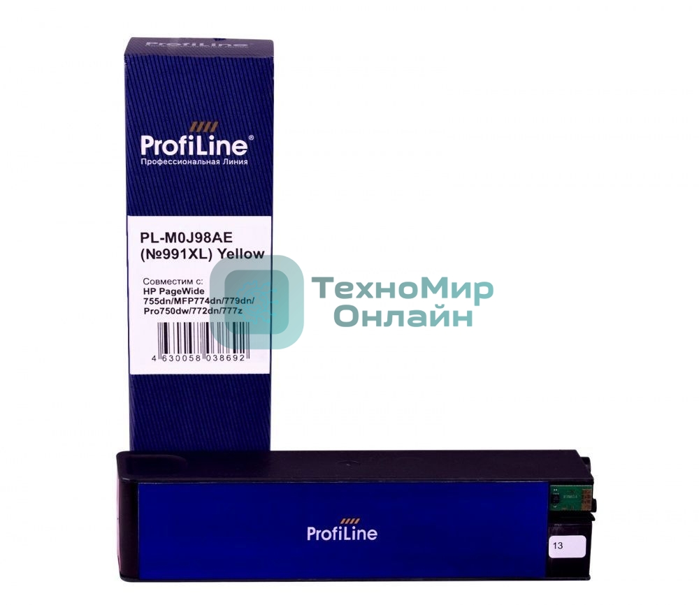 Картридж струйный ProfiLine PL-M0J98AE (№991XL) для принтеров HP PageWide 755dn/MFP774dn/779dn/Pro750dw/772dn/777z с чернилами Yellow