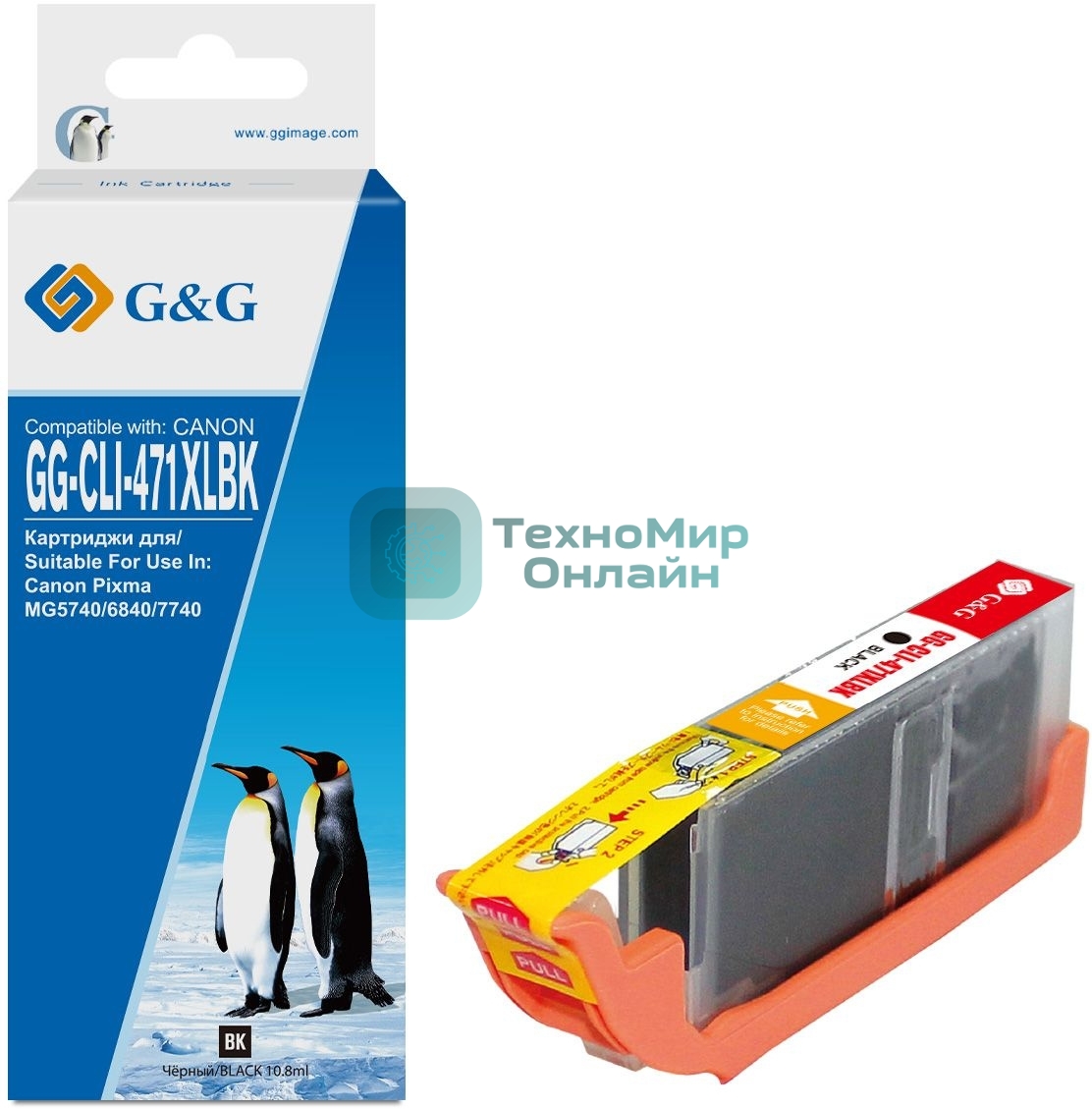 Картридж струйный G&G GG-CLI-471XLBK фото черный (10.8мл) для Canon TS5040/MG5740/MG6840/MG7740