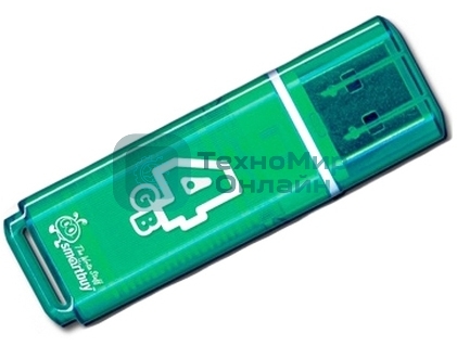 Флешка USB Smartbuy Glossy series Green (SB4 GbGS-G), 4Gb, USB 2.0, R/W 25/15, зеленый