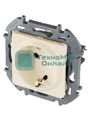 Розетка 2К+З со шторками немецкий стандарт 16А 250 В слоновая кость