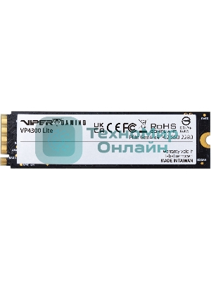 Накопитель SSD Patriot Viper VP4300 Lite, 2Tb, PCIe 4.0 x4, M.2 2280, NVMe, R/W 7400/6400, с радиатором