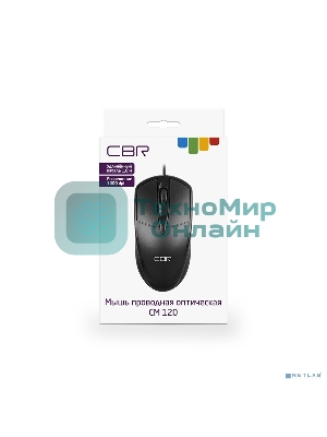 Мышь проводная CBR CM 120 черный, 1000 dpi, USB, кнопки - 3