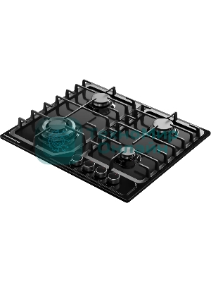 Варочная панель Kuppersberg FS 66 B, газ, High-Tech, 58 см, автоматический электроподжиг, газ-контроль, форсунки под сжиженый газ, SABAF конфорки, чугунные решетки, цвет черный, цвет фурнитуры черный