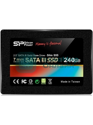Накопитель SSD SiliconPower Slim S55, 240Gb, SATA, 2.5