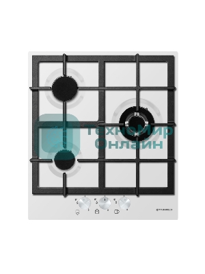 Газовая варочная панель Maunfeld EGHE.43.33CW/G, 3 конфорки, эмалированная сталь, белый