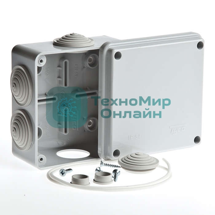 Рувинил 67050 Тусо.Коробка расп. для о/п, 100х100х50 мм, 6вводов, IP54