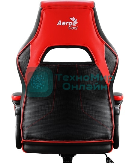 Кресло игровое AEROCOOL AС40C AIR, на колесиках, полиуретан, черный/красный aс40c black red
