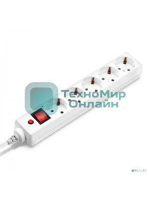 Сетевой фильтр Buro 500SH-1.8-UPS-W 1.8м, 5 розеток, белый, коробка