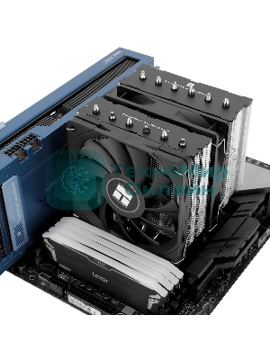 Кулер для процессора Thermalright Royal Knight 120 SE (4-pin PWM, 155мм, Ni/Cu, 6x6мм, 2x120мм, 66.17CFM/59CFM, 25.6dBA/26.1dBA, 1500RPM/1800RPM, S: 1200, 1700, 1851, 115X, AM4, AM5, silver, black)