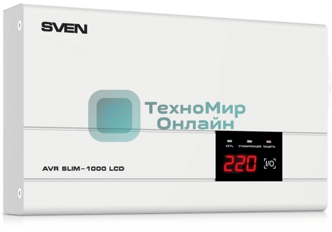 Стабилизатор напряжения SVEN AVR SLIM-1000 LCD