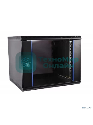 Шкаф телеком. настенный разборный 6U (600х520) дверь стекло, черный (ШРН-Э-6.500-9005)