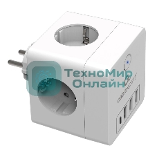 Сетевой фильтр Cablexpert Cube, CUBE-4-СU3-W, 4 р, 16А, 1xType-C PD, 3хUSB, ур. защиты 2+, белый, коробка