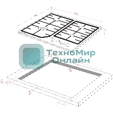 Варочная панель Kuppersberg FS 66 B, газ, High-Tech, 58 см, автоматический электроподжиг, газ-контроль, форсунки под сжиженый газ, SABAF конфорки, чугунные решетки, цвет черный, цвет фурнитуры черный
