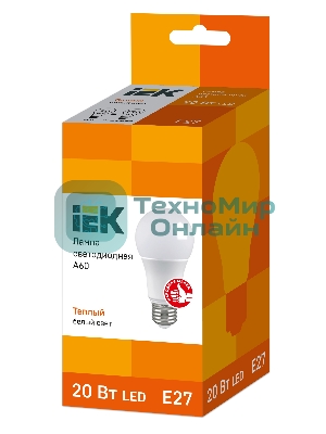 Лампа cветодиодная IEK LLE-A60-20-230-30-E27 ECO A60 шар 20Вт 230В 3000К E27 IEK