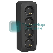 Розетка 4-ая с/з со шторками 16А, 250В, изолир. пластина SE Blanca наруж Антрацит