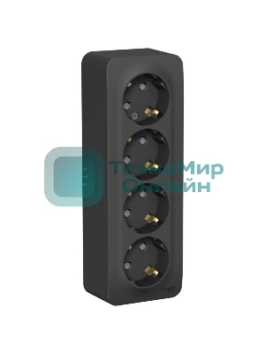 Розетка 4-ая с/з со шторками 16А, 250В, изолир. пластина SE Blanca наруж Антрацит