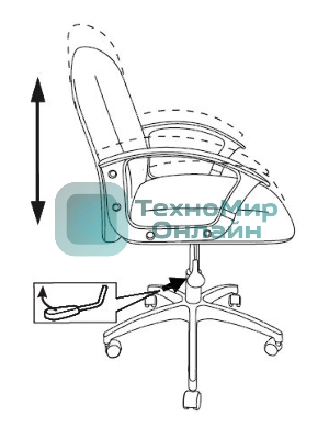 Кресло компьютерное Бюрократ CH-808-LOW/#B 3С11 черный, низкая спинка, сиденье на пиастре