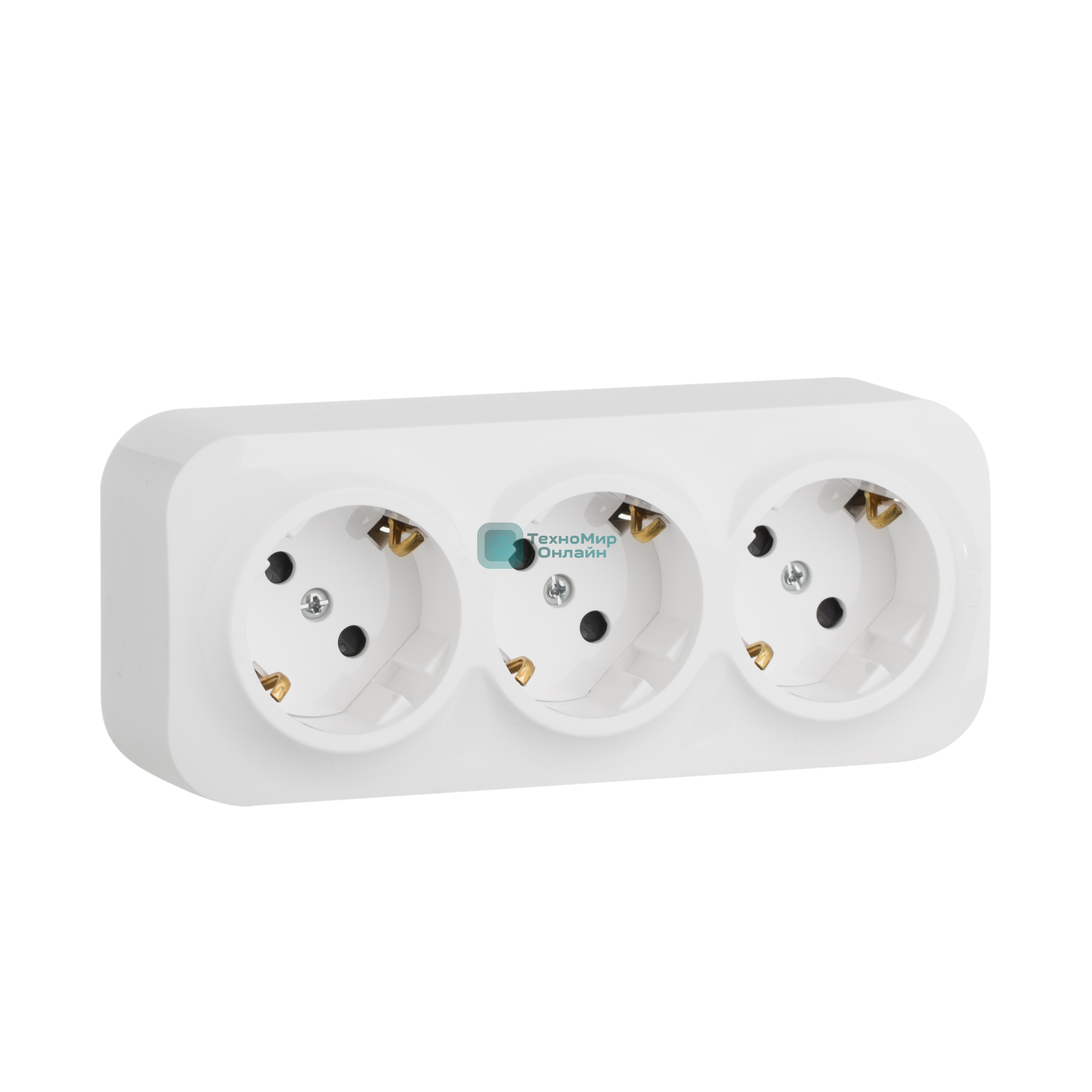 Блок розеток Quteo с предварительным подключением 3x2К+З со шторками, 16A, 250В, IP 20, белый