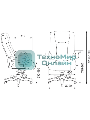 Кресло Бюрократ T-9925WALNUT/BLACK черный, кожа