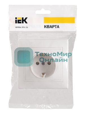 Розетка IEK ERK14-K01-16-DM РС10-3-КБ 1местн. c з/к без защ.штор. 16А КВАРТА (белый)