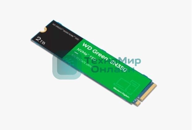 Накопитель SSD WD Green SN350 WDS200T3G0C, 2000Gb, PCIe 3.0 x4, M.2 2280, NVMe, R/W 3200/3000