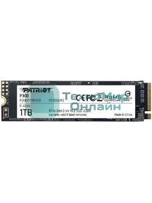 Накопитель SSD Patriot P300, 1000Gb, PCIe 3.0 x4, M.2 2280, NVMe, R/W 2100/1650
