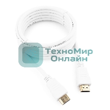 Кабель Cablexpert HDMI CC-HDMI4-W-10, 19M/19M, v2.0, медь, позол.разъемы, экран, 3 м, белый, пакет